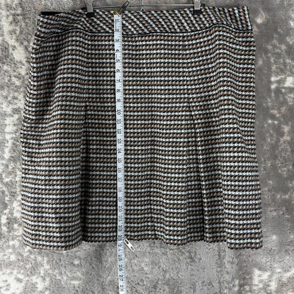 Talbots Plus Size 22W Houndstooth Knee Length A Line Skirt Lined Casual Zip - Picture 3 of 7